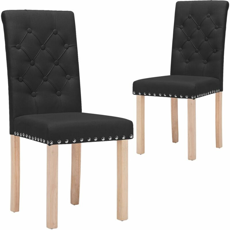 

vidaXL Sillas de comedor tela 2 uds negro - Negro