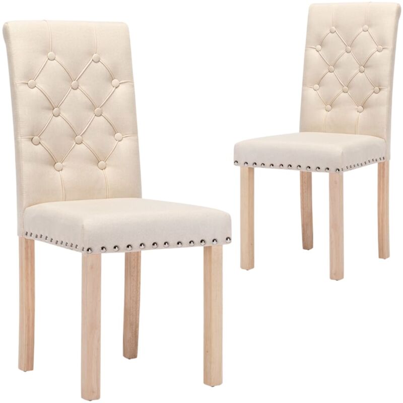 

vidaXL Sillas de comedor tela 2 uds color crema - Crema