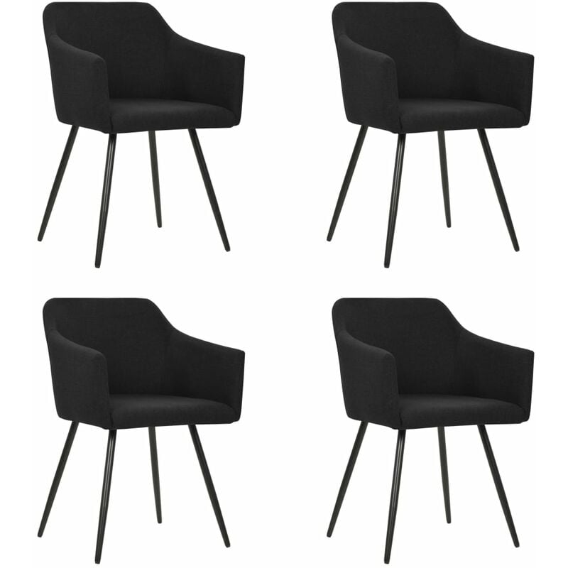 

vidaXL Sillas de comedor 4 unidades tela negro - Negro