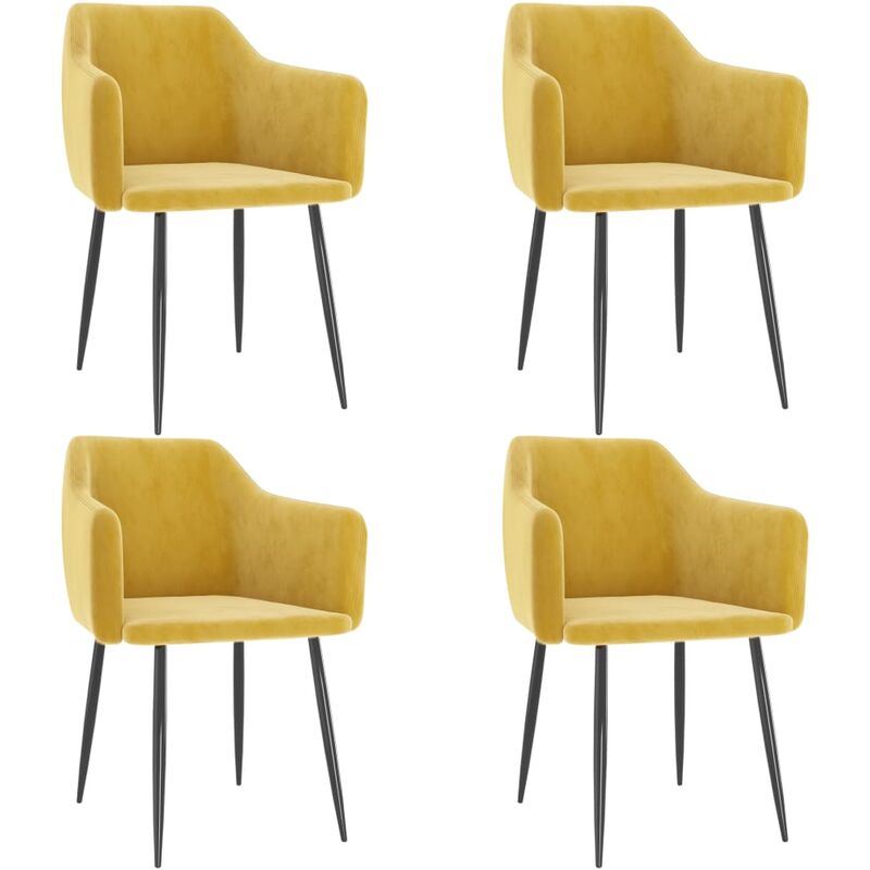 

Sillas de comedor 4 unidades terciopelo amarillo mostaza - Amarillo - Vidaxl