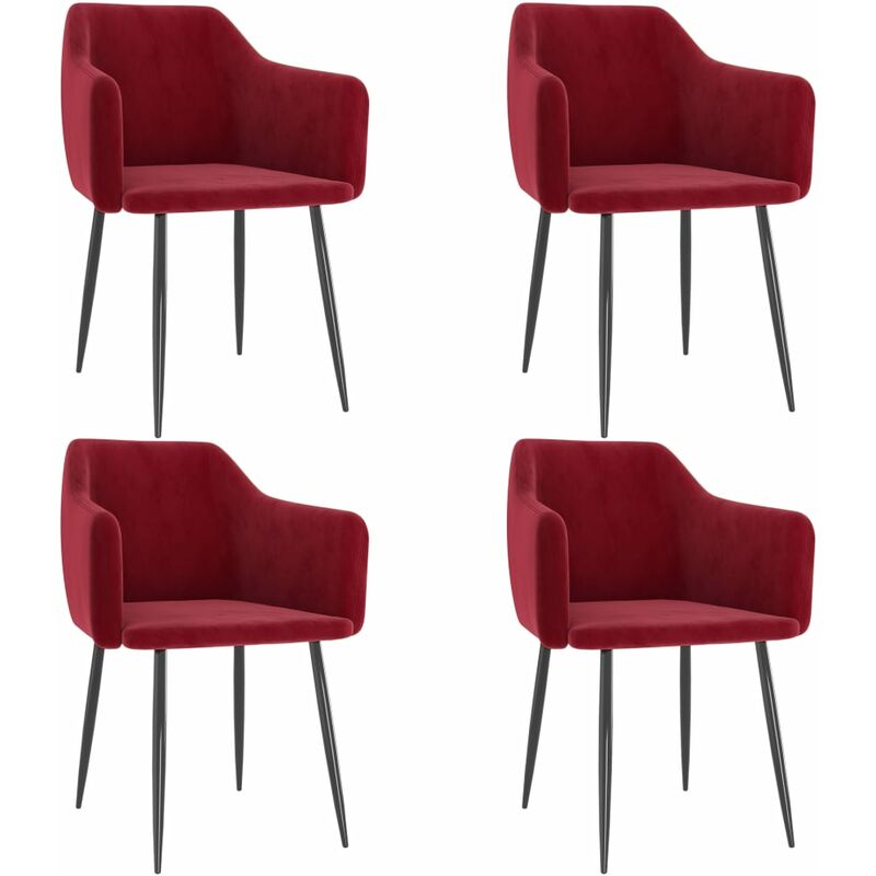 

vidaXL Sillas de comedor 4 unidades terciopelo rojo vino tinto - Rojo