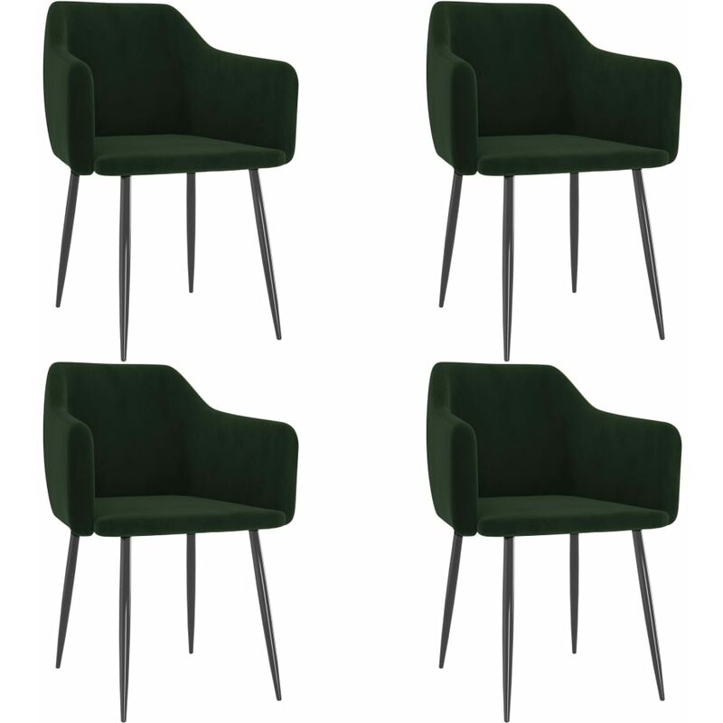 

vidaXL Sillas de comedor 4 unidades terciopelo verde oscuro - Verde