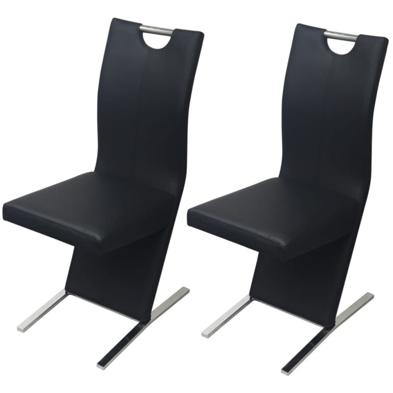 

vidaXL Sillas de Comedor 2 Unidades Cuero Sintético Negro - Negro