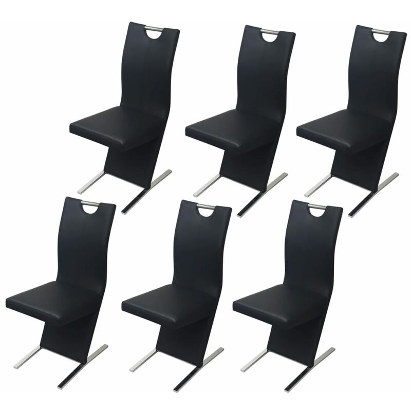 

vidaXL Sillas de Comedor 6 Unidades Cuero Sintético Negro - Negro