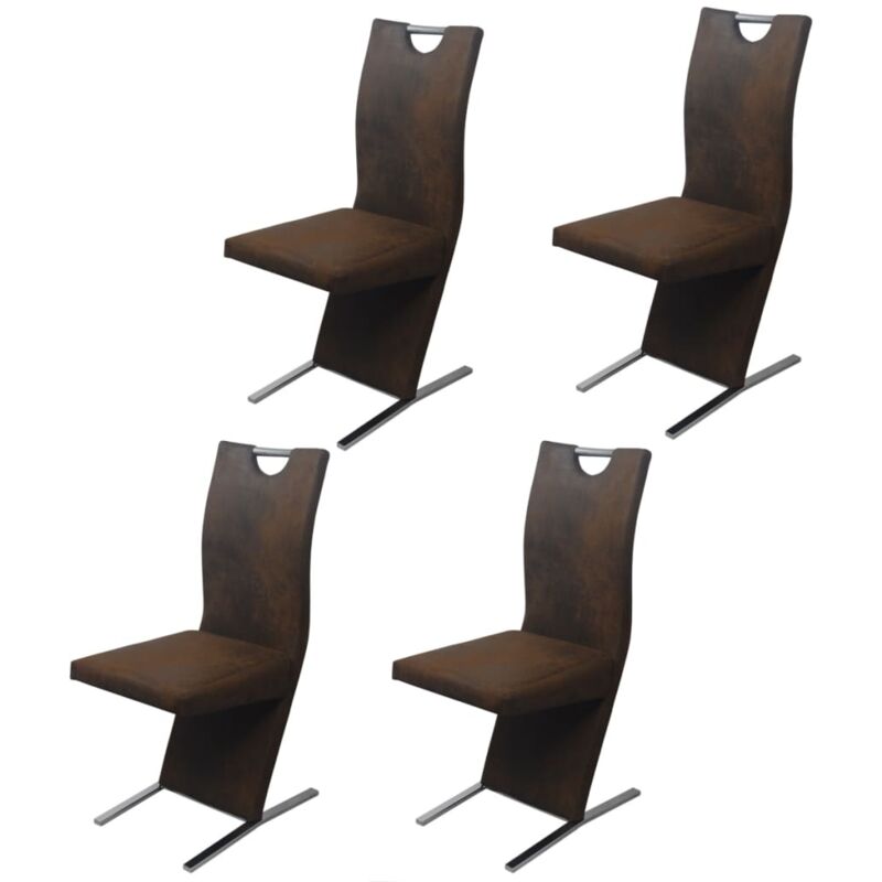 

vidaXL Sillas de Comedor 4 Unidades Tela Marrón - Marrón