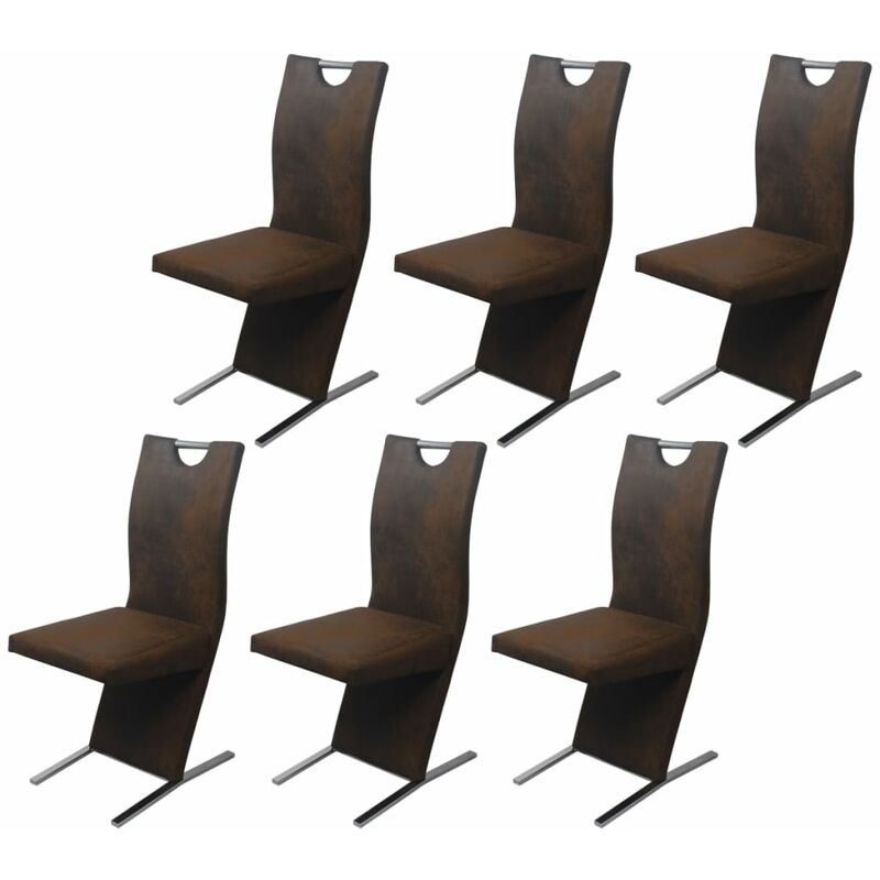 

Sillas de Comedor 6 Unidades Tela Marrón - Marrón - Vidaxl