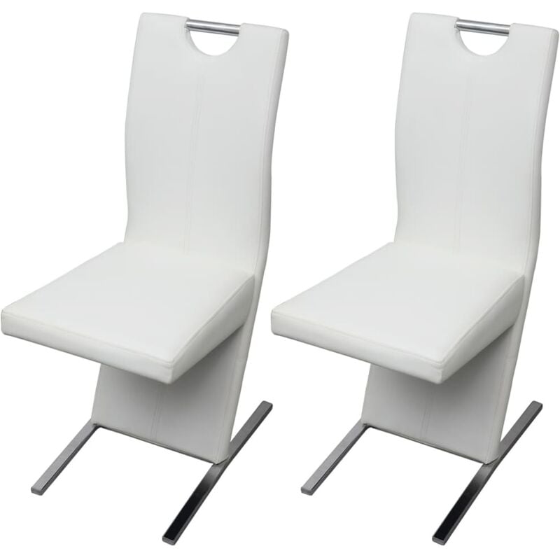 

vidaXL Sillas de Comedor 2 Unidades Cuero Sintético Blanco - Blanco