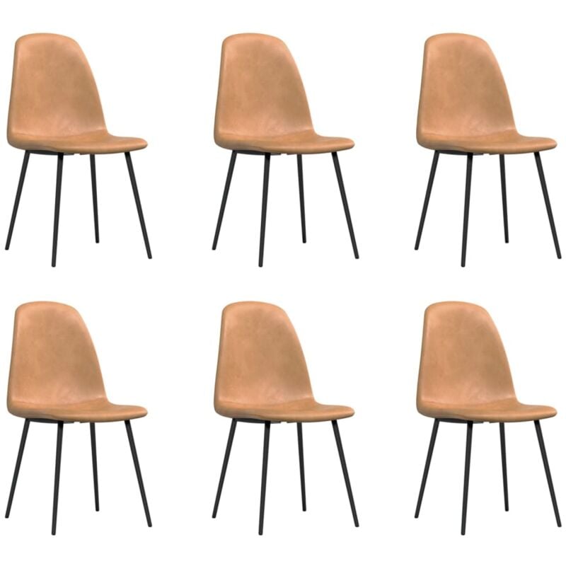 

vidaXL Sillas de comedor 6 unidades cuero artificial marrón claro - Marrón