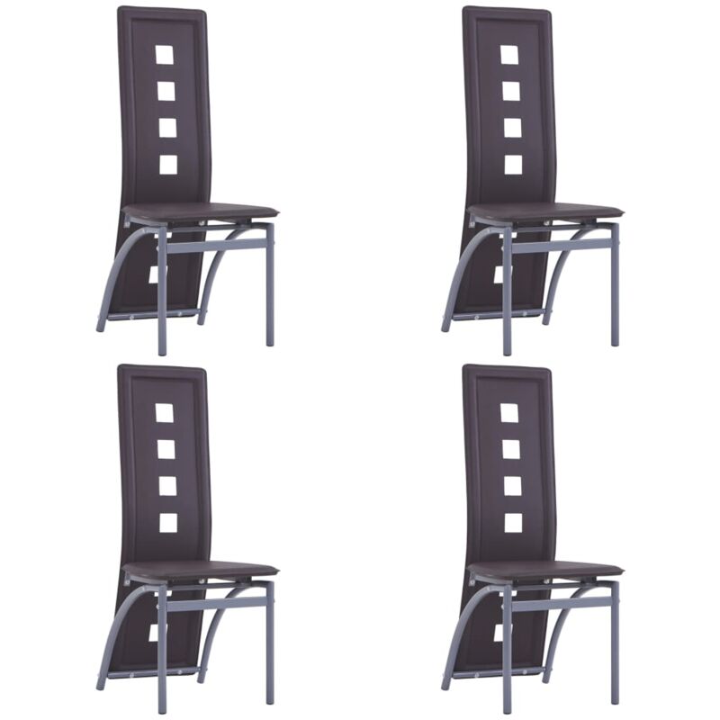 

vidaXL Sillas de Comedor Cuero Sintético 4 Unidades Marrón - Marrón
