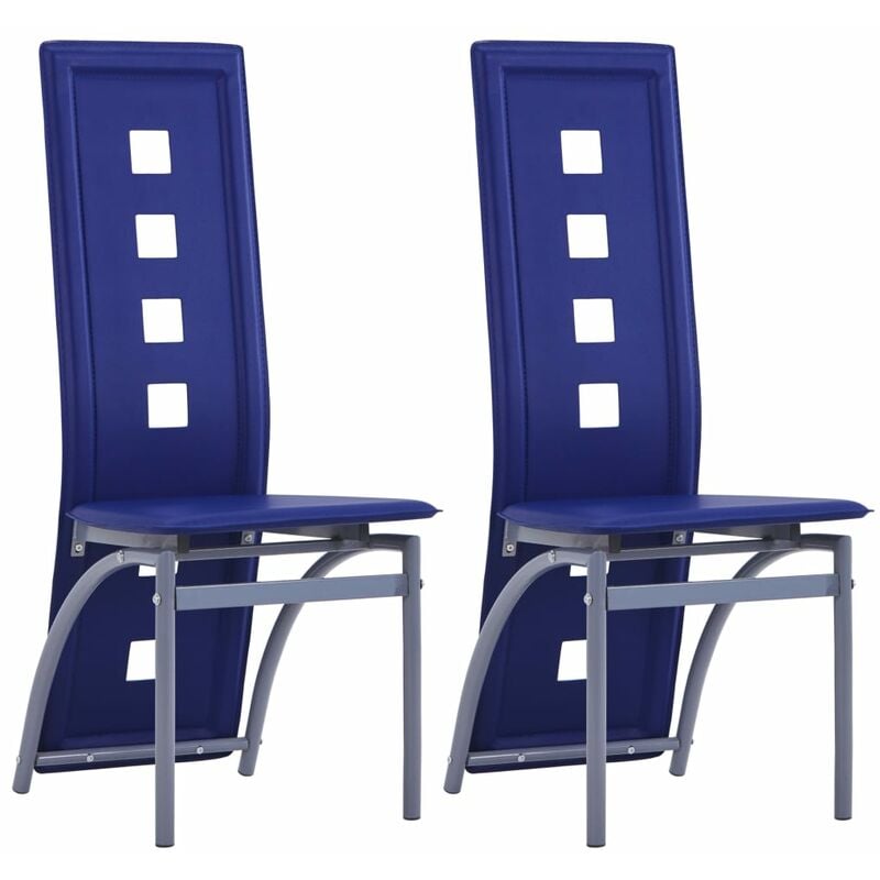

vidaXL Sillas de Comedor Cuero Sintético 2 Unidades Azul - Azul