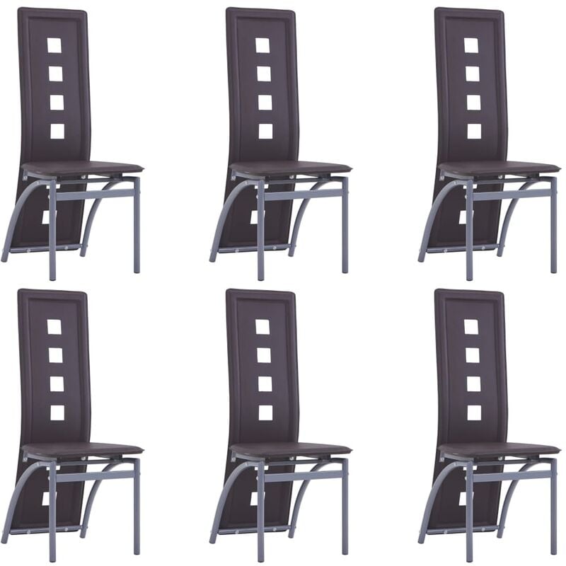 

vidaXL Sillas de Comedor Cuero Sintético 6 Unidades Marrón - Marrón