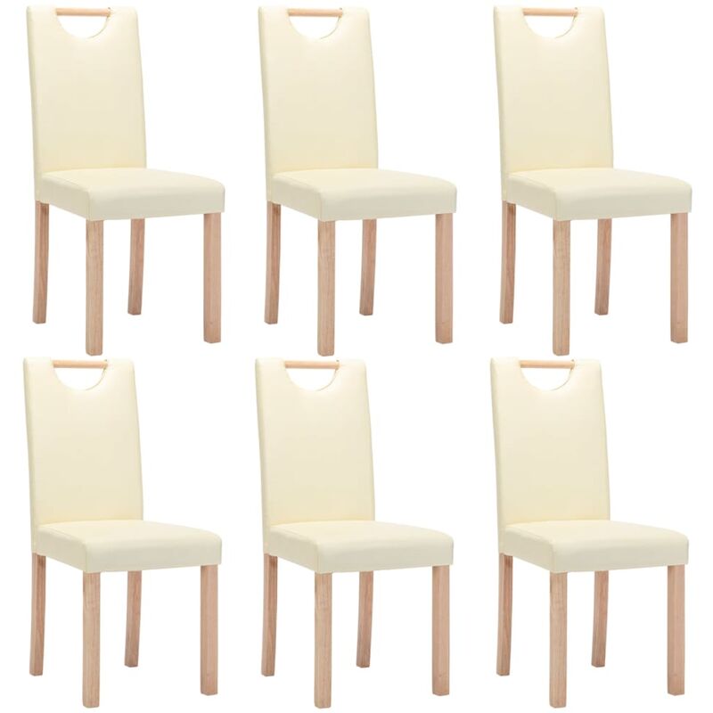 

vidaXL Sillas de comedor 6 unidades cuero sintético color crema - Crema