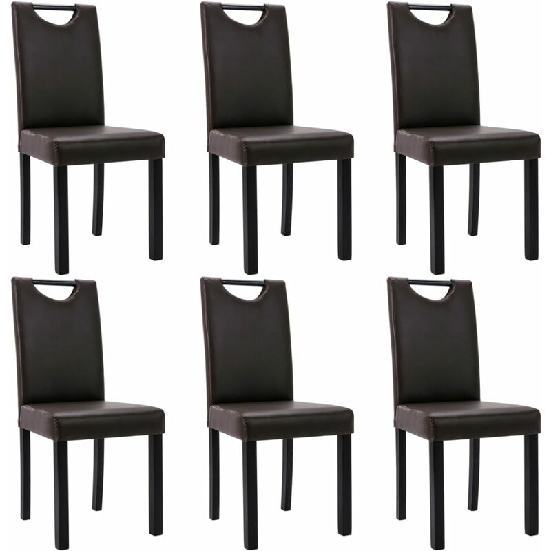 

vidaXL Sillas de comedor 6 unidades cuero sintético marrón - Marrón