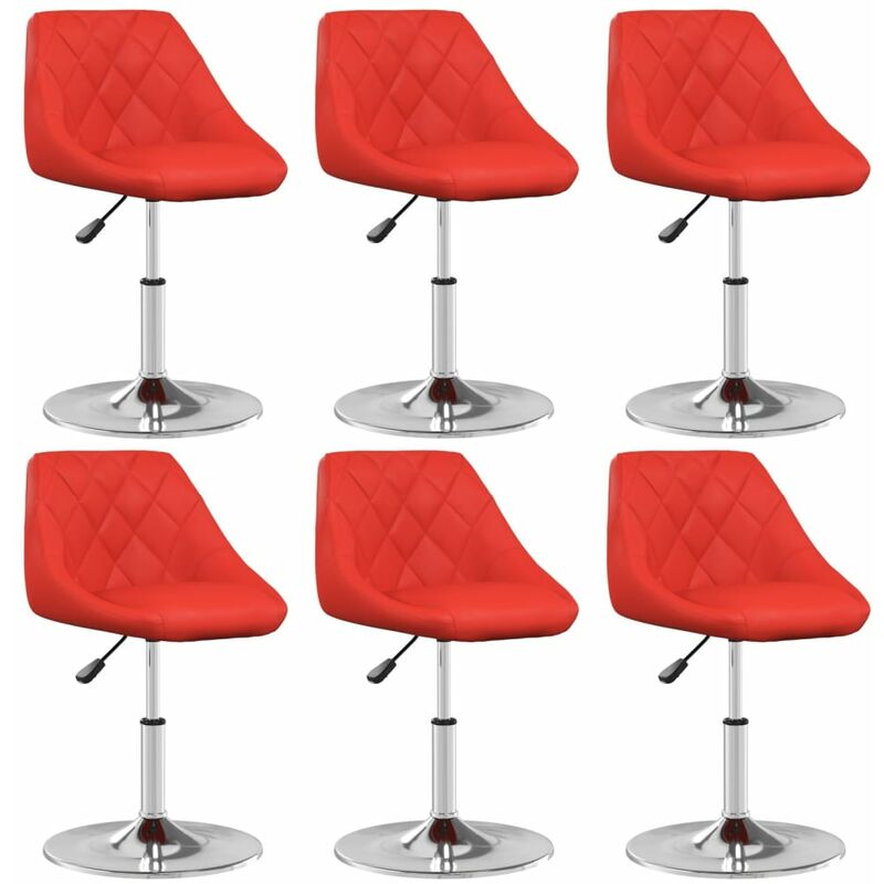 

vidaXL Sillas de comedor 6 unidades cuero sintético rojo - Rojo