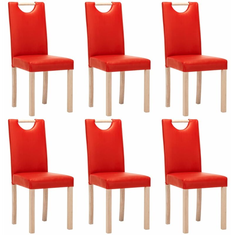 

vidaXL Sillas de comedor 6 unidades cuero sintético rojo - Rojo
