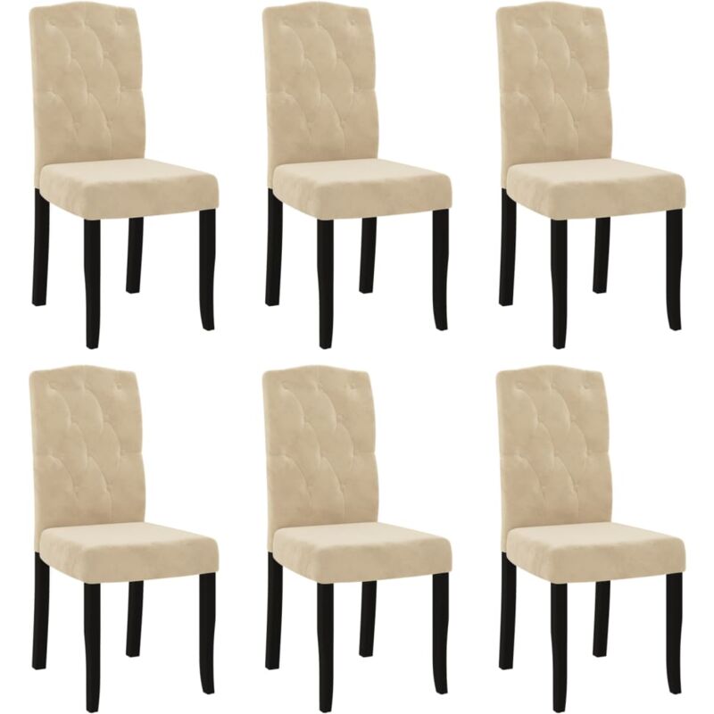 

vidaXL Sillas de comedor 6 unidades de terciopelo crema - Crema