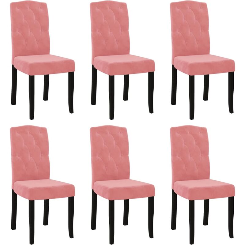 

vidaXL Sillas de comedor 6 unidades de terciopelo rosa - Rosa