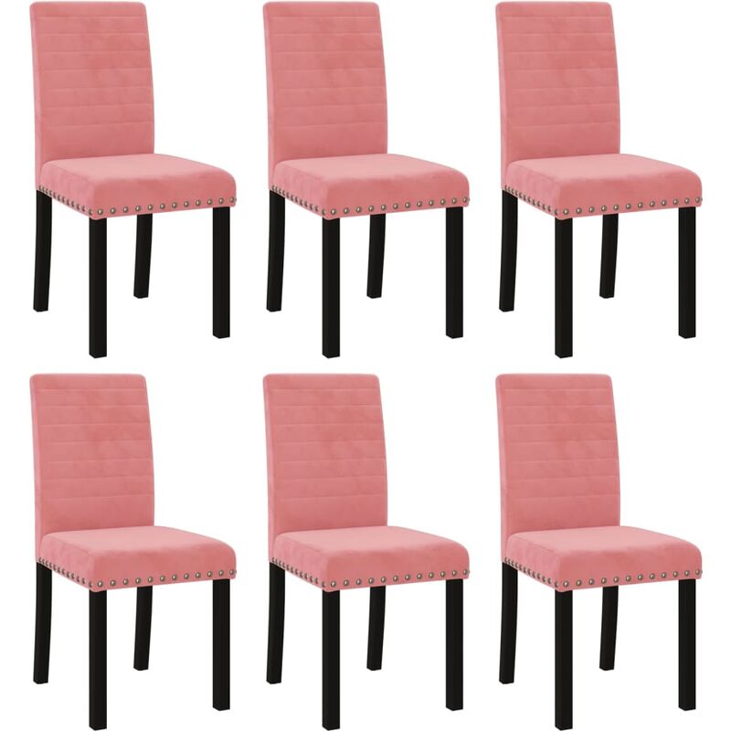 

vidaXL Sillas de comedor 6 unidades de terciopelo rosa - Rosa