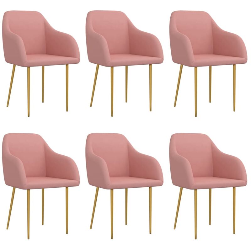 

vidaXL Sillas de comedor 6 unidades de terciopelo rosa - Rosa