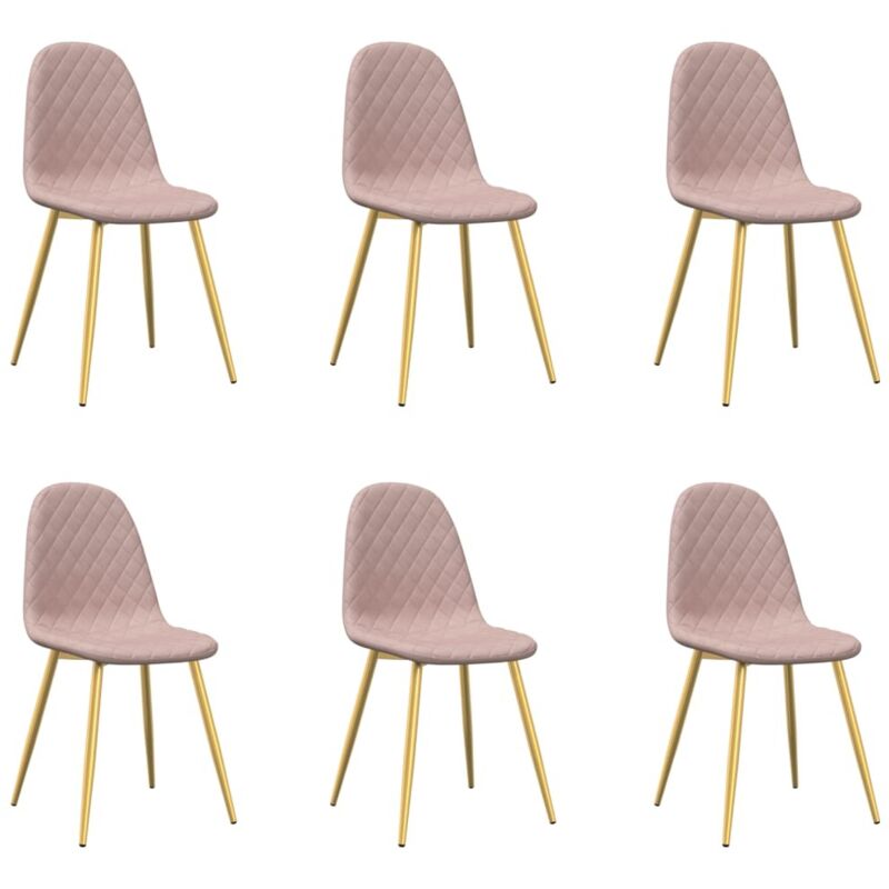 

vidaXL Sillas de comedor 6 unidades de terciopelo rosa - Rosa
