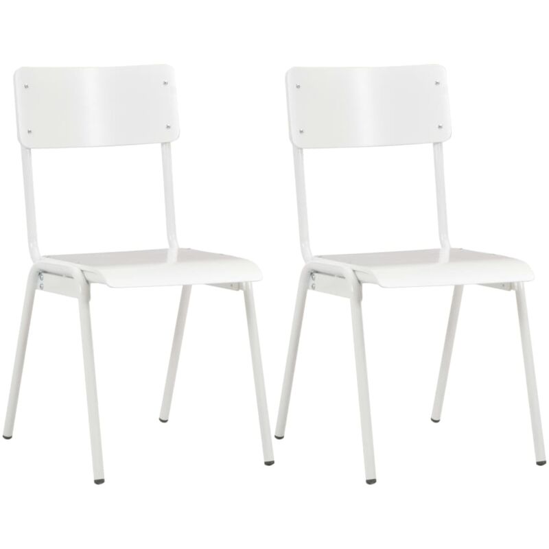 

Madera Contrachapada Sillas de Comedor 2 Unidades Acero Blanco - Blanco - Vidaxl