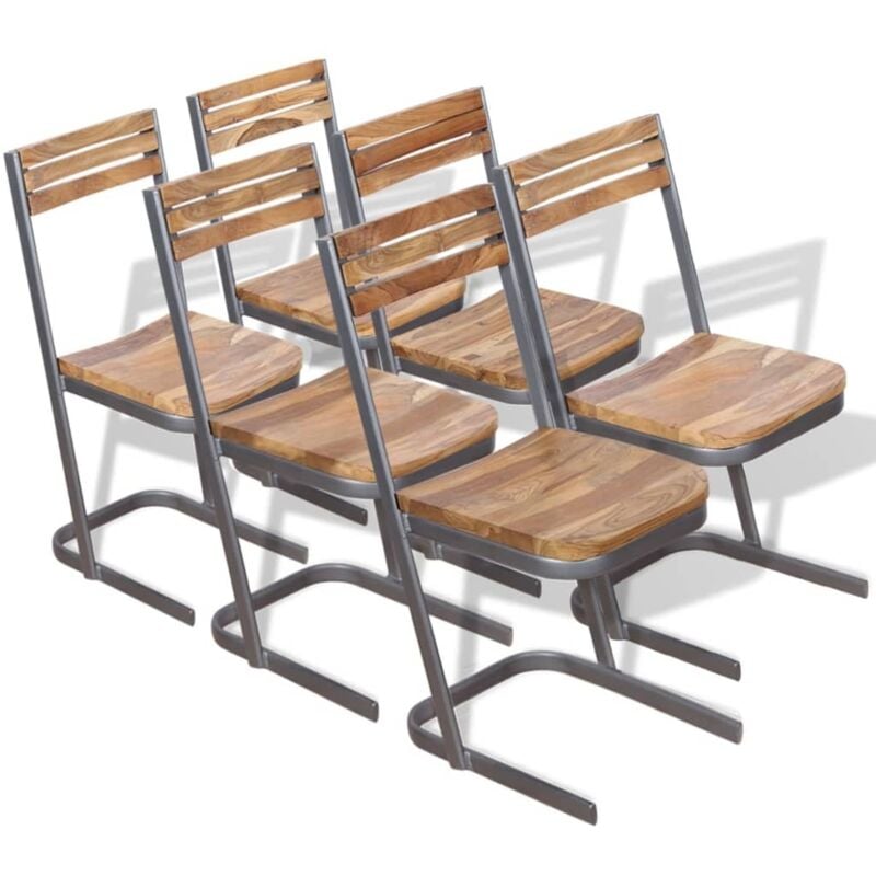 

Sillas de Comedor Asiento Salón Madera Maciza de Teca 6 Unidades - Marrón - Vidaxl