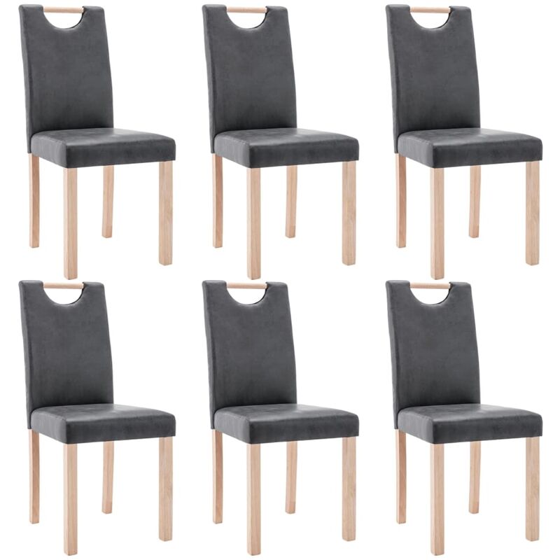 

vidaXL Sillas de comedor 6 unidades piel de ante artificial gris - Gris