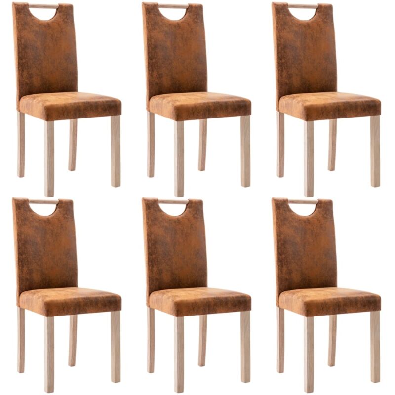 

vidaXL Sillas de comedor 6 unidades piel de ante artificial marrón - Marrón
