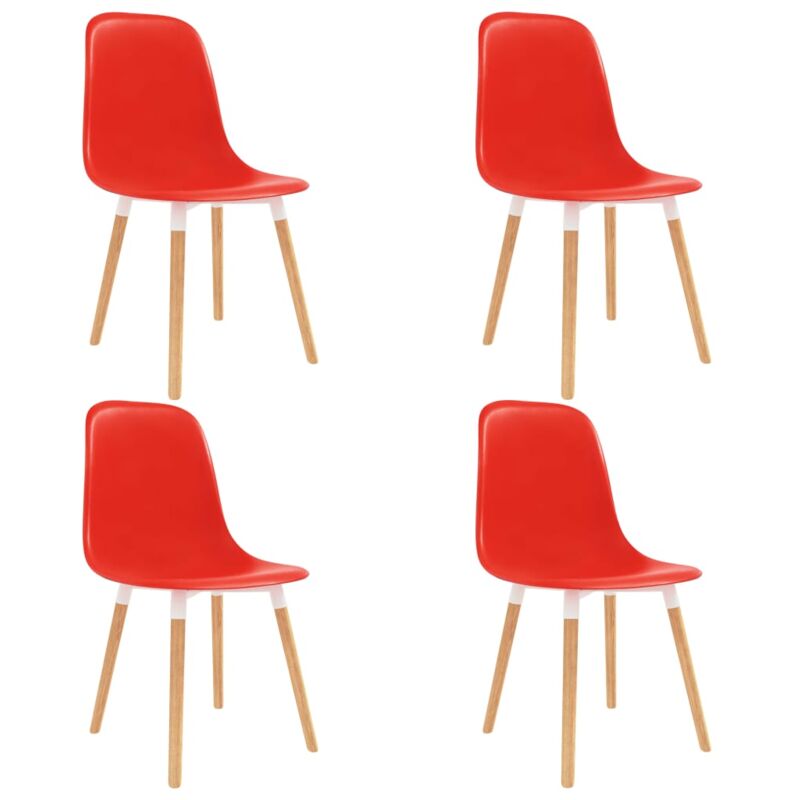 

vidaXL Sillas de Comedor Plástico 4 Unidades Rojo - Rojo