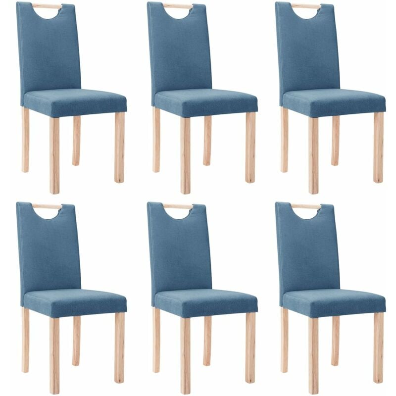 

vidaXL Sillas de comedor 6 unidades tela azul - Azul