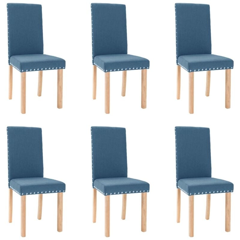 

vidaXL Sillas de comedor 6 unidades tela azul - Azul