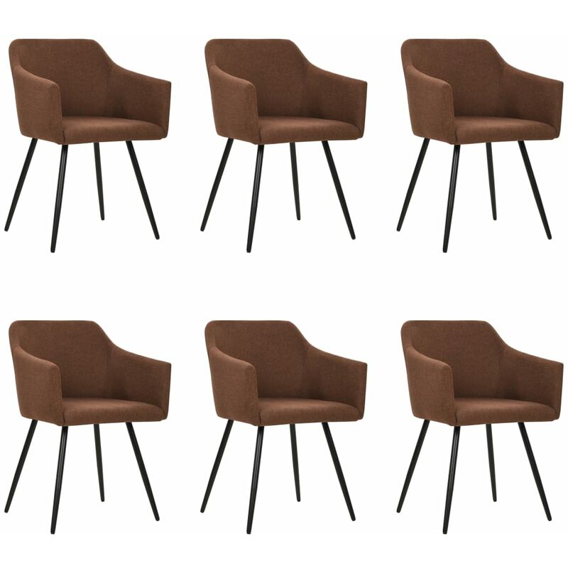 

vidaXL Sillas de comedor 6 unidades tela marrón - Marrón