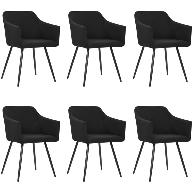 

vidaXL Sillas de comedor 6 unidades tela negro - Negro