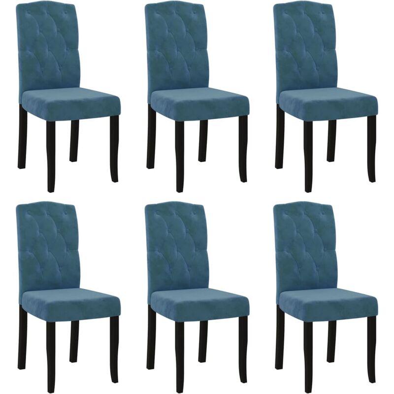 

vidaXL Sillas de comedor 6 unidades terciopelo azul - Azul