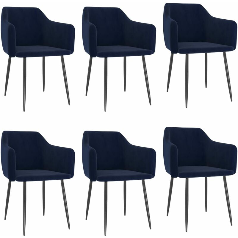 

vidaXL Sillas de comedor 6 unidades terciopelo azul - Azul