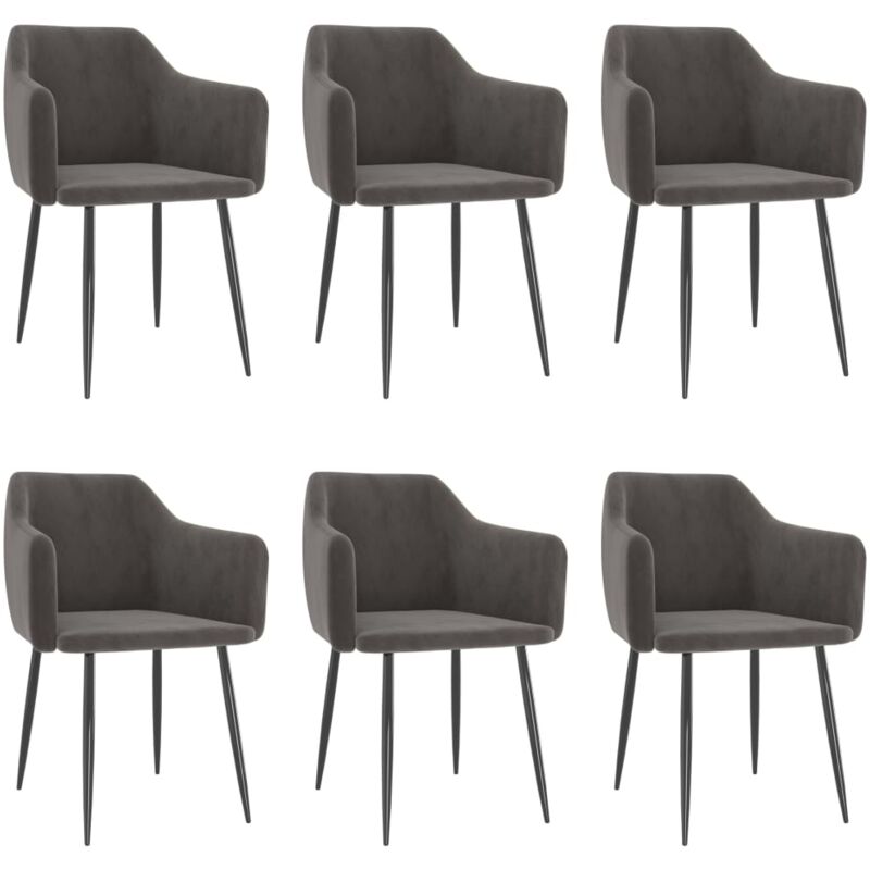 

vidaXL Sillas de comedor 6 unidades terciopelo gris oscuro - Gris