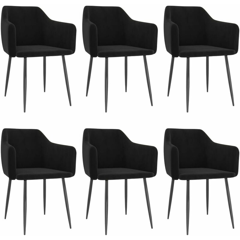 

vidaXL Sillas de comedor 6 unidades terciopelo negro - Negro