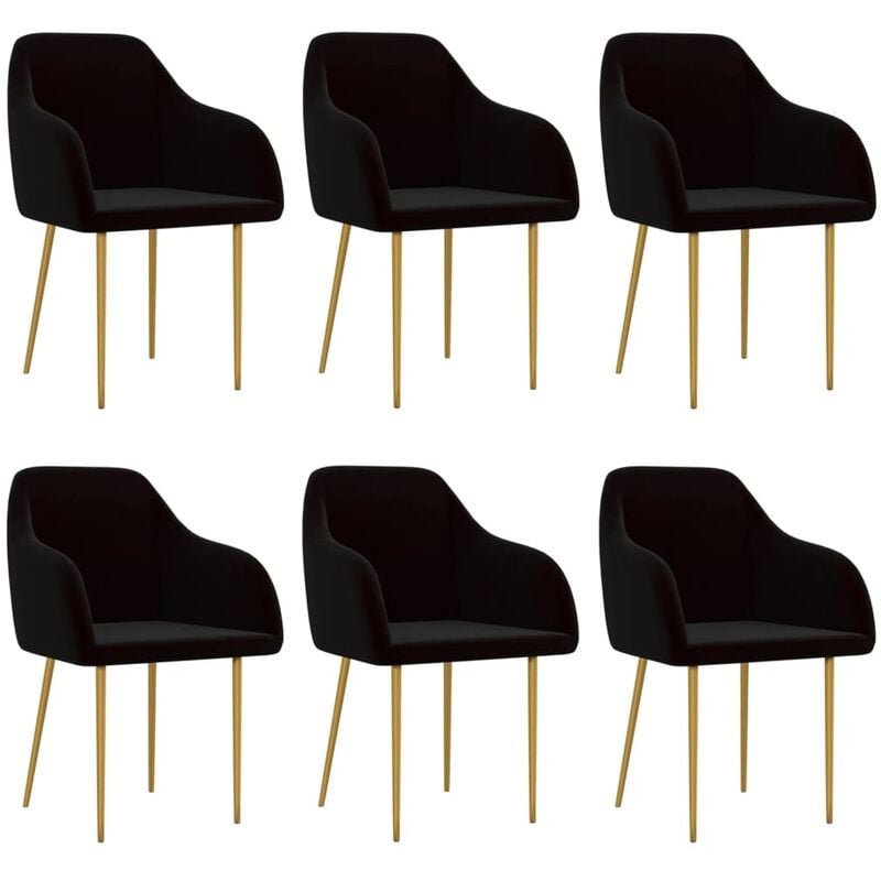 

vidaXL Sillas de comedor 6 unidades terciopelo negro - Negro