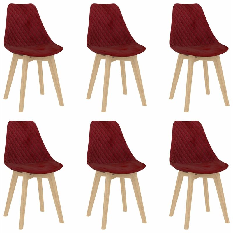 

vidaXL Sillas de comedor 6 unidades terciopelo rojo vino tinto - Rojo