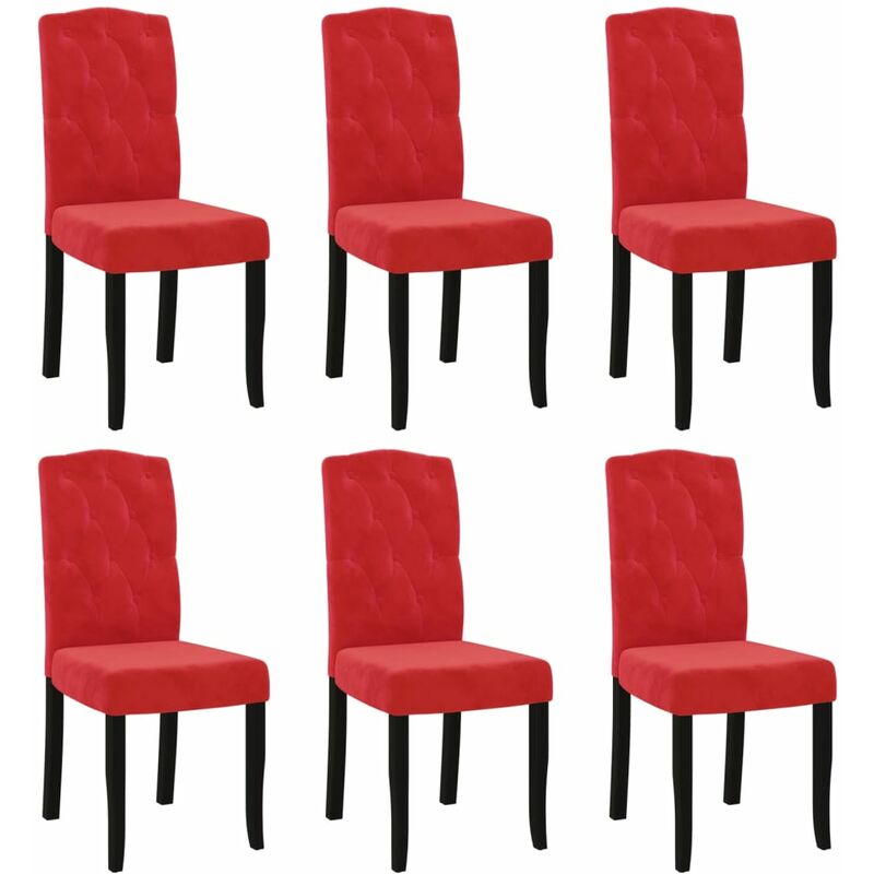 

vidaXL Sillas de comedor 6 unidades terciopelo rojo vino tinto - Rojo