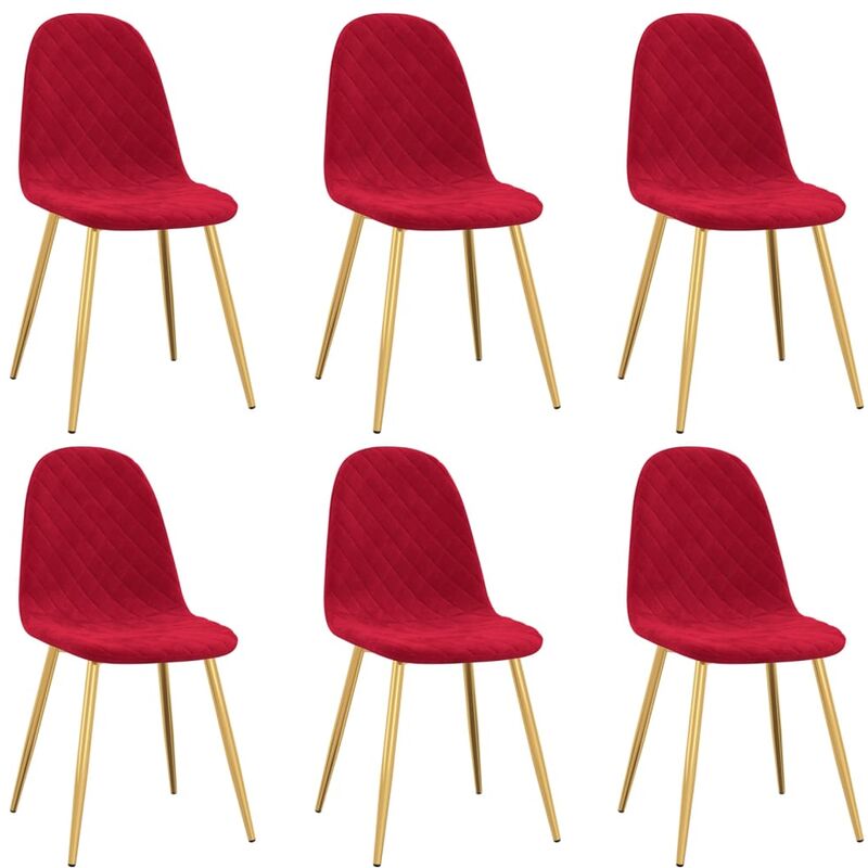 

Sillas de comedor 6 unidades terciopelo rojo vino tinto - Rojo - Vidaxl