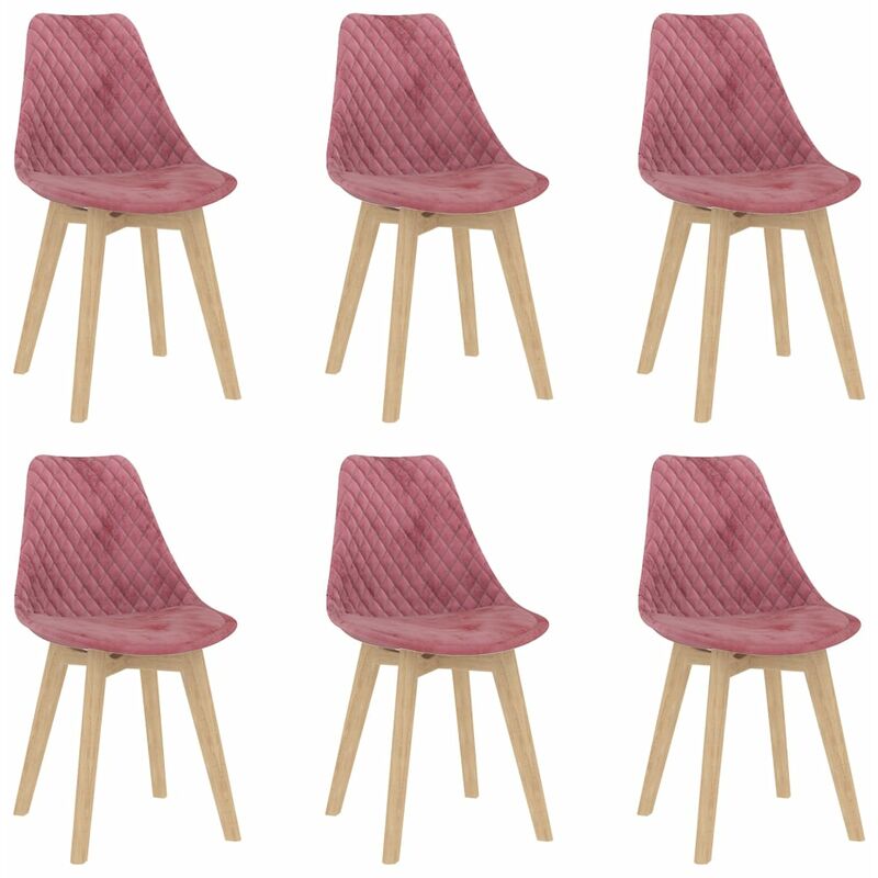 

vidaXL Sillas de comedor 6 unidades terciopelo rosa - Rosa