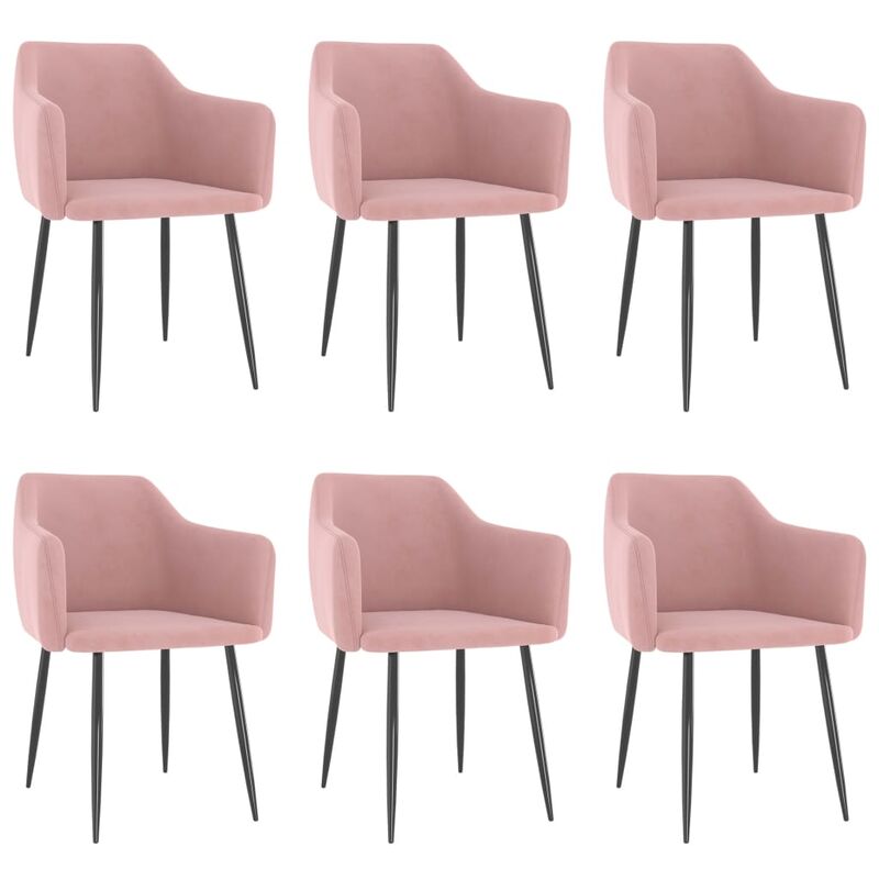

vidaXL Sillas de comedor 6 unidades terciopelo rosa - Rosa