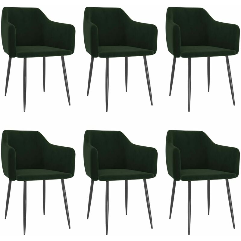 

Sillas de comedor 6 unidades terciopelo verde oscuro - Verde - Vidaxl