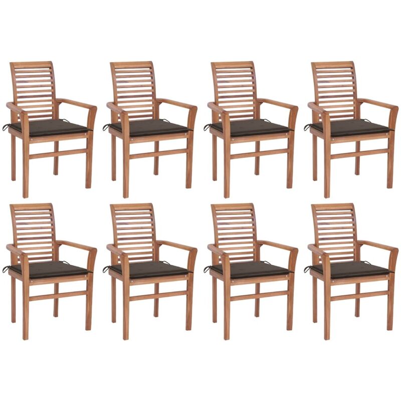 

Sillas de comedor 8 uds madera de teca con cojines gris taupe - Marrón - Vidaxl