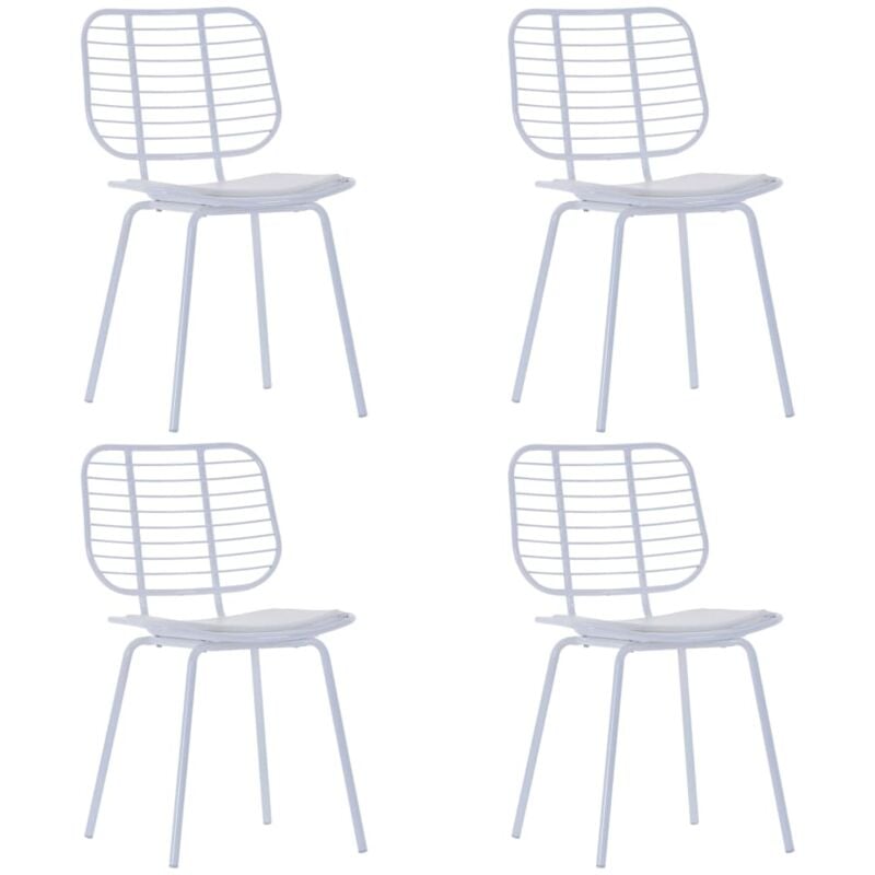

vidaXL Sillas de Comedor Asientos de Cuero Sintético Acero 4 Unidades Blanco - Blanco