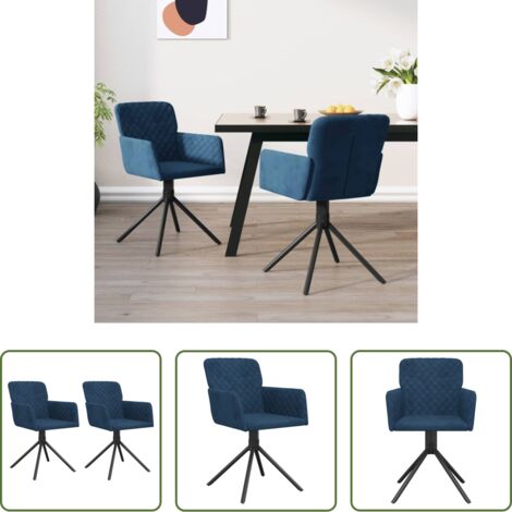 vidaXL Sillas de comedor azul -  Sillas de comedor giratorias 2 uds terciopelo azul