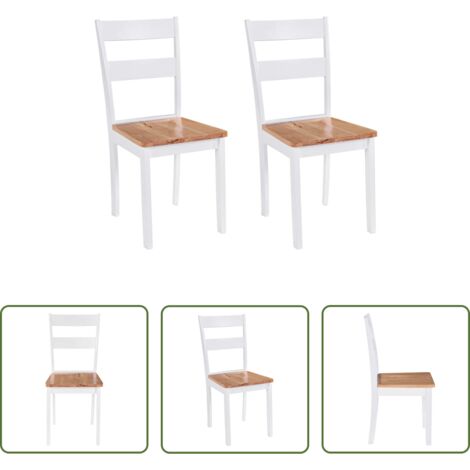 vidaXL Sillas de comedor blancas -  Sillas de comedor 2 unidades madera maciza de caucho blanco