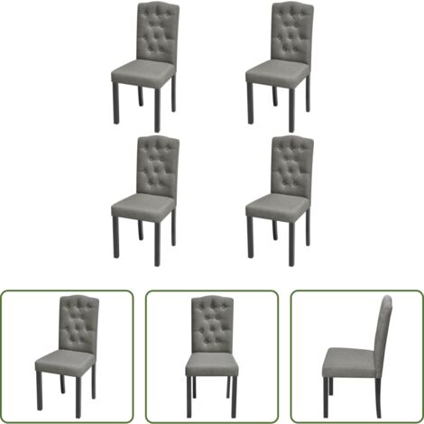 vidaXL Sillas de comedor con asiento giratorio -  Sillas de comedor giratorias 4 unidades tela gris