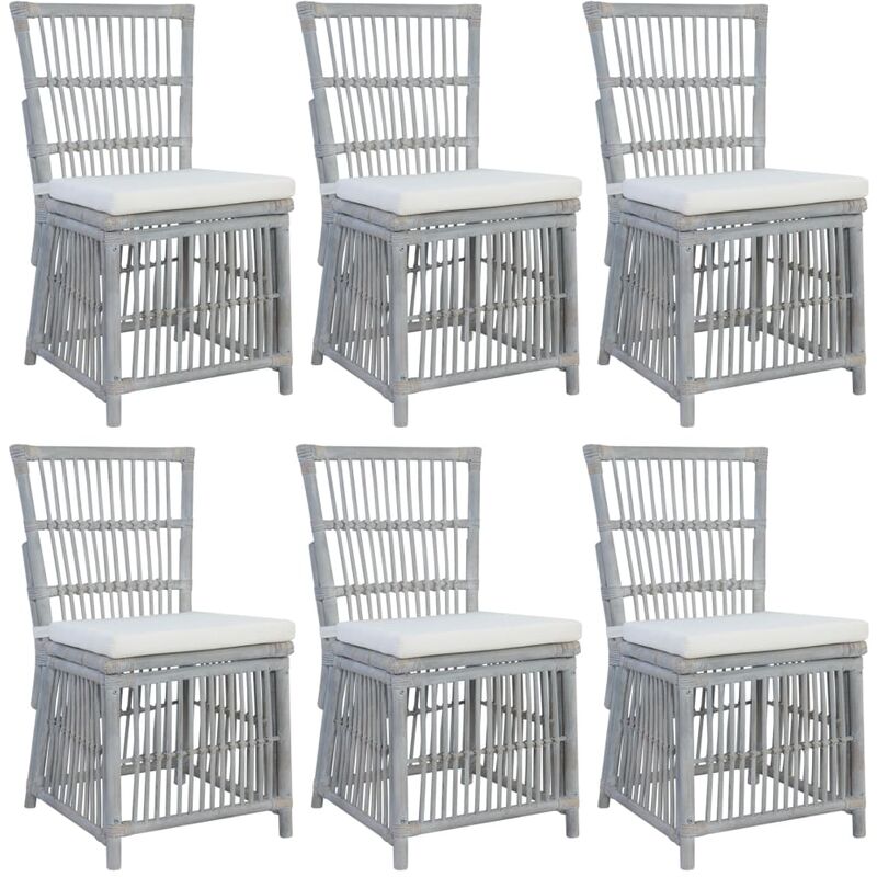 

Sillas de Comedor con Cojines Ratán Natural Gris 6 Unidades - Gris - Vidaxl